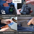 Kartenetui mit Münzfach Reißverschluss Geldbörse aus Leder - Hunter rot