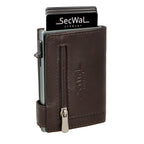 Kartenetui mit Münzfach Reißverschluss Geldbörse aus Leder - braun