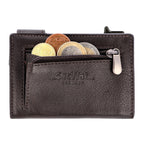 Kartenetui mit Münzfach Reißverschluss Geldbörse aus Leder - braun