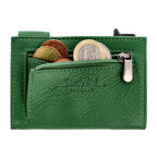 Kartenetui mit Münzfach Reißverschluss Geldbörse aus Leder - grün