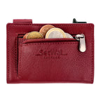 Kartenetui mit Münzfach Reißverschluss Geldbörse aus Leder - rot