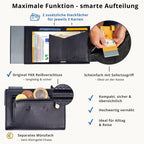 Kartenetui mit Münzfach Reißverschluss Geldbörse aus Leder - blau