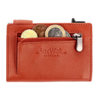 Kartenetui mit Münzfach Reißverschluss Geldbörse aus Leder - orange