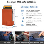 Kartenetui mit Münzfach Reißverschluss Geldbörse aus Leder - orange