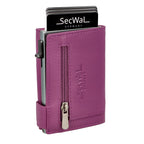 Kartenetui mit Münzfach Reißverschluss Geldbörse aus Leder - pink