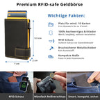 Kartenetui mit Münzfach Reißverschluss Geldbörse aus Leder - schwarz mit gelbem Container