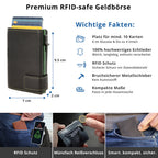 Kartenetui mit Münzfach Reißverschluss Geldbörse aus Leder - schwarz mit grünem Container