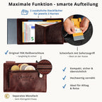 Kartenetui mit Münzfach Reißverschluss Geldbörse aus Leder - Bull braun