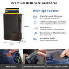 Kartenetui mit Münzfach Reißverschluss Geldbörse aus Leder - Carbon schwarz-rot