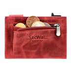 Kartenetui mit Münzfach Reißverschluss Geldbörse aus Leder - Hunter rot