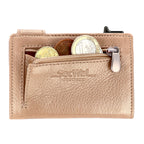 Kartenetui mit Münzfach Reißverschluss Geldbörse aus Leder - Metallic rose