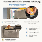 Kartenetui mit Münzfach Reißverschluss Geldbörse aus Leder - Metallic grau