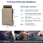 Kartenetui mit Münzfach Reißverschluss Geldbörse aus Leder - Metallic grau