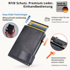 Kartenetui mit Münzfach Reißverschluss Geldbörse aus Leder - Vintage blau