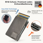 Kartenetui mit Münzfach Reißverschluss Geldbörse aus Leder - Vintage grau