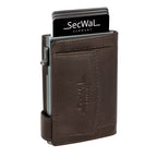 Kartenetui mit Münzfach Druckknopf Geldbörse aus Leder - braun