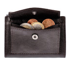 Kartenetui mit Münzfach Druckknopf Geldbörse aus Leder - braun