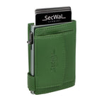 Kartenetui mit Münzfach Druckknopf Geldbörse aus Leder - grün
