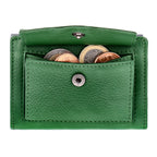 Kartenetui mit Münzfach Druckknopf Geldbörse aus Leder - grün