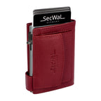 Kartenetui mit Münzfach Druckknopf Geldbörse aus Leder - rot