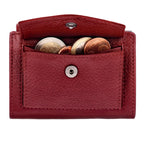 Kartenetui mit Münzfach Druckknopf Geldbörse aus Leder - rot