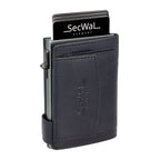 Kartenetui mit Münzfach Druckknopf Geldbörse aus Leder - blau