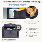 Kartenetui mit Münzfach Druckknopf Geldbörse aus Leder - blau