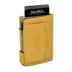 Kartenetui mit Münzfach Druckknopf Geldbörse aus Leder - gelb