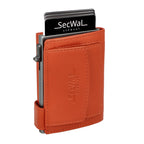 Kartenetui mit Münzfach Druckknopf Geldbörse aus Leder - orange