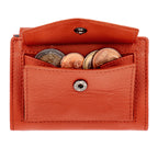 Kartenetui mit Münzfach Druckknopf Geldbörse aus Leder - orange