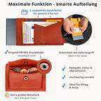 Kartenetui mit Münzfach Druckknopf Geldbörse aus Leder - orange