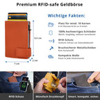 Kartenetui mit Münzfach Druckknopf Geldbörse aus Leder - orange