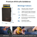 Kartenetui mit Münzfach Druckknopf Geldbörse aus Leder - schwarz-rot