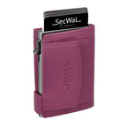 Kartenetui mit Münzfach Druckknopf Geldbörse aus Leder - pink