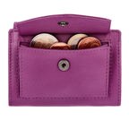 Kartenetui mit Münzfach Druckknopf Geldbörse aus Leder - pink