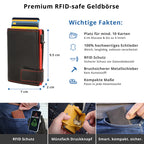 Kartenetui mit Münzfach Druckknopf Geldbörse aus Leder - schwarz mit roten Container