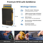 Kartenetui mit Münzfach Druckknopf Geldbörse aus Leder - schwarz mit gelben Container