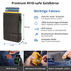 Kartenetui mit Münzfach Druckknopf Geldbörse aus Leder - schwarz mit grünem Container