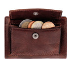 Kartenetui mit Münzfach Druckknopf Geldbörse aus Leder - Bull braun