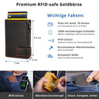 Kartenetui mit Münzfach Druckknopf Geldbörse aus Leder - Carbon schwarz-rot