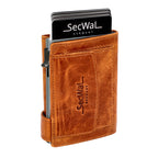 Kartenetui mit Münzfach Druckknopf Geldbörse aus Leder - Dallas cognac