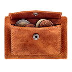 Kartenetui mit Münzfach Druckknopf Geldbörse aus Leder - Dallas cognac