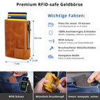 Kartenetui mit Münzfach Druckknopf Geldbörse aus Leder - Dallas cognac