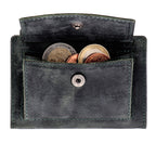 Kartenetui mit Münzfach Druckknopf Geldbörse aus Leder - Hunter grün