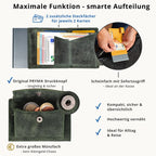 Kartenetui mit Münzfach Druckknopf Geldbörse aus Leder - Hunter grün