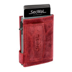 Kartenetui mit Münzfach Druckknopf Geldbörse aus Leder - Hunter rot