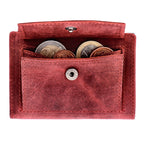 Kartenetui mit Münzfach Druckknopf Geldbörse aus Leder - Hunter rot