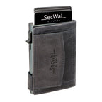 Kartenetui mit Münzfach Druckknopf Geldbörse aus Leder - Hunter blau