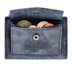 Kartenetui mit Münzfach Druckknopf Geldbörse aus Leder - Hunter blau