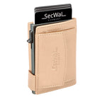 Kartenetui mit Münzfach Druckknopf Geldbörse aus Leder - Metallic rose